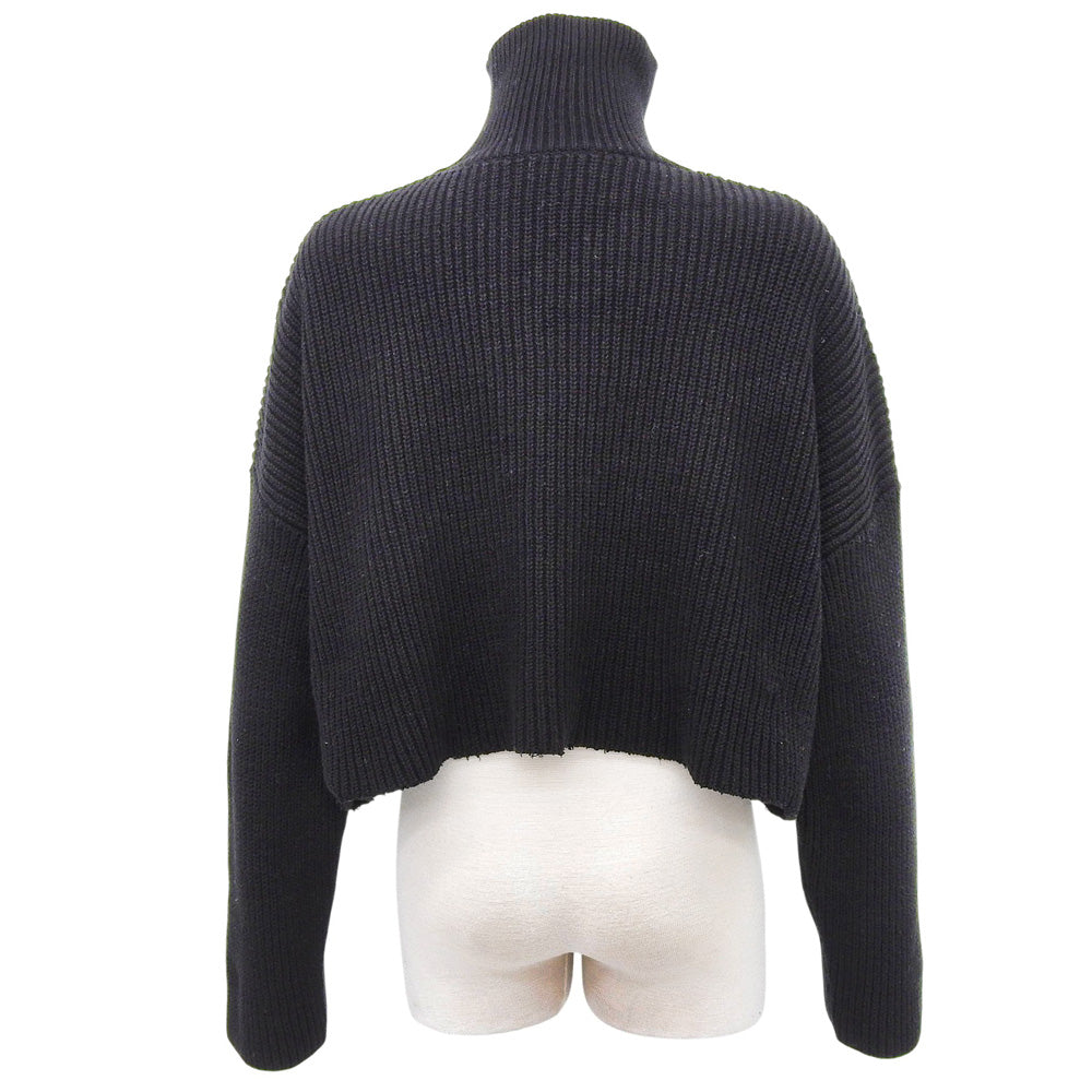 BALENCIAGA バレンシアガ コットン タートルネック クロップドニット トップス レディース ブラック XS 682002 21年 トップス XS