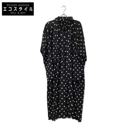 BALENCIAGA バレンシアガ 657546 20年 ﾌﾞﾗｯｸ ﾘﾎﾞﾝﾀｲﾎﾟﾙｶﾄﾞｯﾄﾆｯﾄﾜﾝﾋﾟｰｽ ワンピース XS