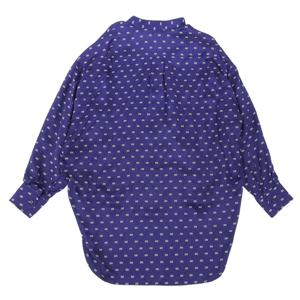 BALENCIAGA バレンシアガ シルク100% ボウタイ BBロゴ シャツブラウス トップス レディース ネイビー 34 503061 17年 トップス 34