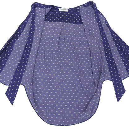 BALENCIAGA バレンシアガ シルク100% ボウタイ BBロゴ シャツブラウス トップス レディース ネイビー 34 503061 17年 トップス 34