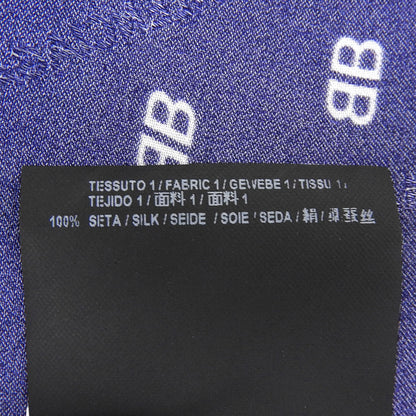 BALENCIAGA バレンシアガ シルク100% ボウタイ BBロゴ シャツブラウス トップス レディース ネイビー 34 503061 17年 トップス 34