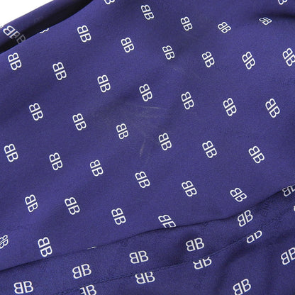 BALENCIAGA バレンシアガ シルク100% ボウタイ BBロゴ シャツブラウス トップス レディース ネイビー 34 503061 17年 トップス 34