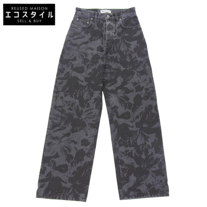 BALENCIAGA バレンシアガ フラワー総柄 ウォッシュ デニムパンツ ボトムス レディース ブラック 26 626106 20年 ボトムス 26