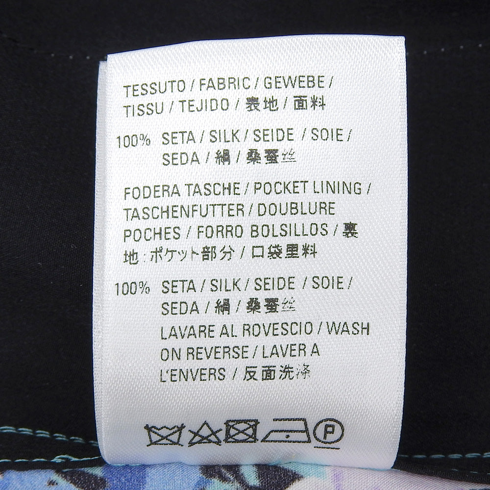 BALENCIAGA バレンシアガ 美品 フラワー総柄 シルクドレープパンツ ボトムス レディース ブルー 34 595222 20年 ボトムス 34