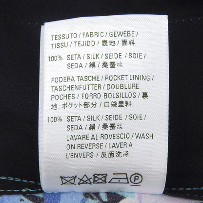 BALENCIAGA バレンシアガ 美品 フラワー総柄 シルクドレープパンツ ボトムス レディース ブルー 34 595222 20年 ボトムス 34