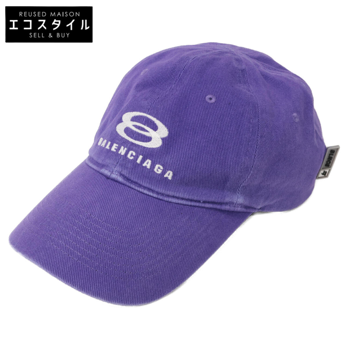 BALENCIAGA バレンシアガ 22SS 680739 410B2 USED加工 SNOWBOARD ロゴ刺繍 ベースボール キャップ 帽子 L 59cm