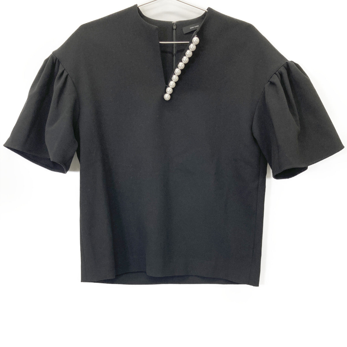 YOKOCHAN ヨーコチャン YCB-421-285 ﾌﾞﾗｯｸ ﾚｰﾖﾝ混 ｷﾞｬｻﾞｰｽﾘｰﾌﾞﾊﾟｰﾙﾌﾞﾗｳｽ トップス 36