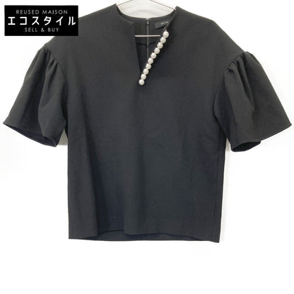 YOKOCHAN ヨーコチャン YCB-421-285 ﾌﾞﾗｯｸ ﾚｰﾖﾝ混 ｷﾞｬｻﾞｰｽﾘｰﾌﾞﾊﾟｰﾙﾌﾞﾗｳｽ トップス 36