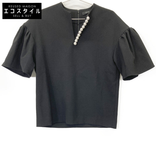 YOKOCHAN ヨーコチャン YCB-421-285 ﾌﾞﾗｯｸ ﾚｰﾖﾝ混 ｷﾞｬｻﾞｰｽﾘｰﾌﾞﾊﾟｰﾙﾌﾞﾗｳｽ トップス 36