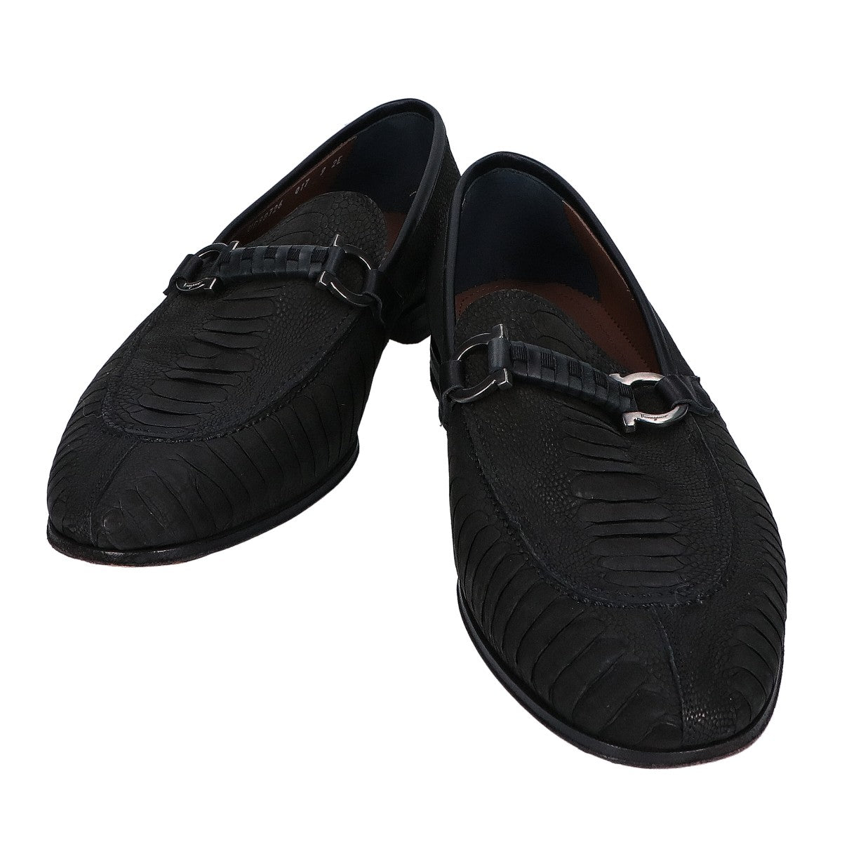 Salvatore Ferragamo サルヴァトーレフェラガモ 【美品】UG98726 パイソンスエード ガンチーニ ホースビット ローファー シューズ 9EE