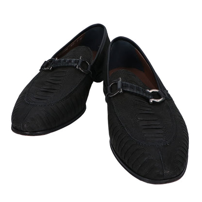 Salvatore Ferragamo サルヴァトーレフェラガモ 【美品】UG98726 パイソンスエード ガンチーニ ホースビット ローファー シューズ 9EE