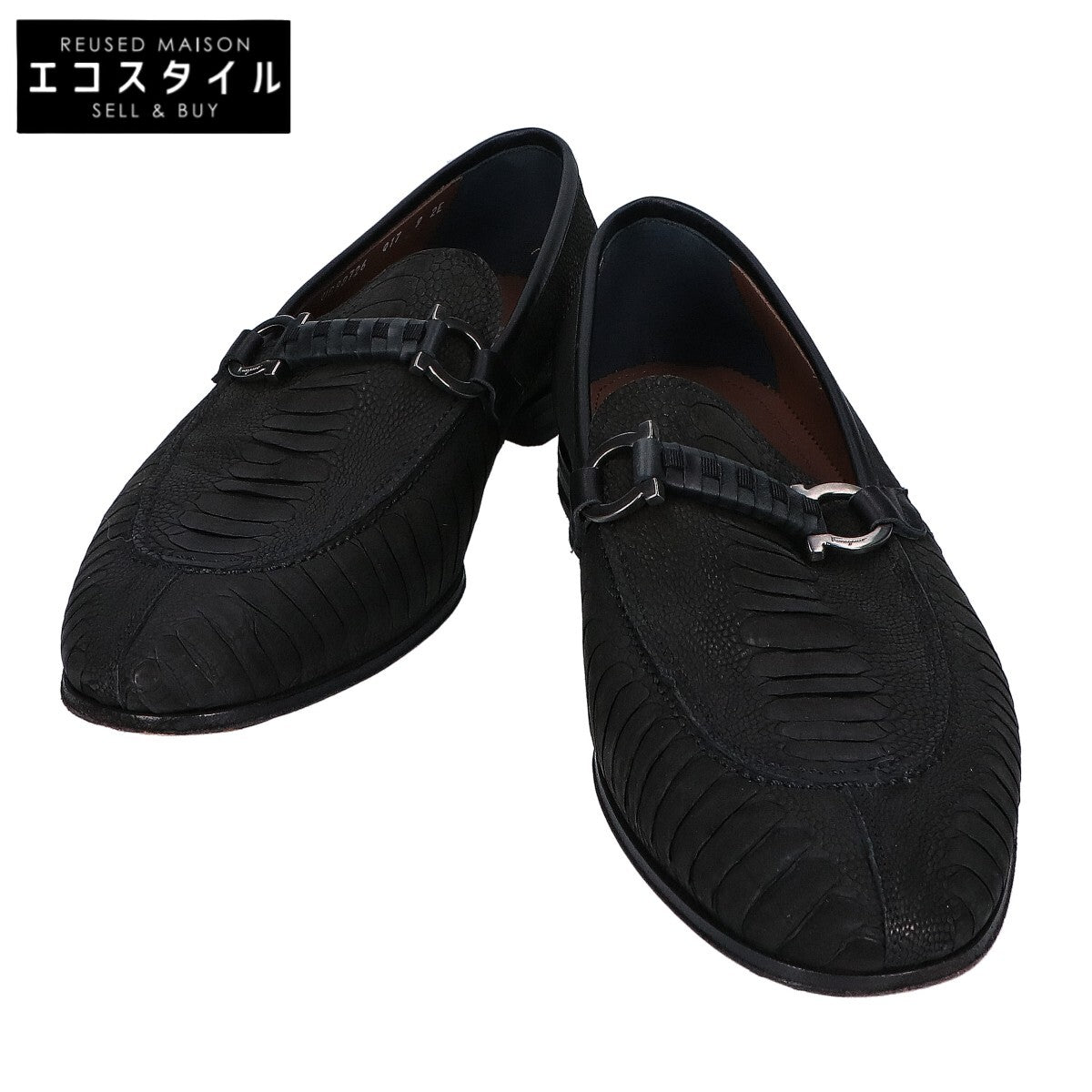 Salvatore Ferragamo サルヴァトーレフェラガモ 【美品】UG98726 パイソンスエード ガンチーニ ホースビット ローファー シューズ 9EE