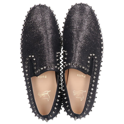 Christian Louboutin クリスチャンルブタン PIK BOAT FLAT ピックボート ラメファブリック スパイク スリッポン シューズ 44