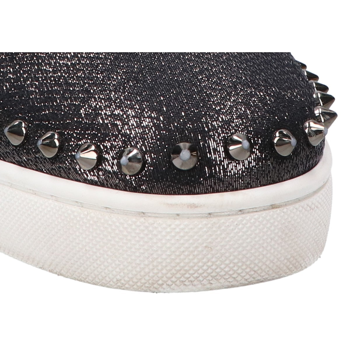 Christian Louboutin クリスチャンルブタン PIK BOAT FLAT ピックボート ラメファブリック スパイク スリッポン シューズ 44