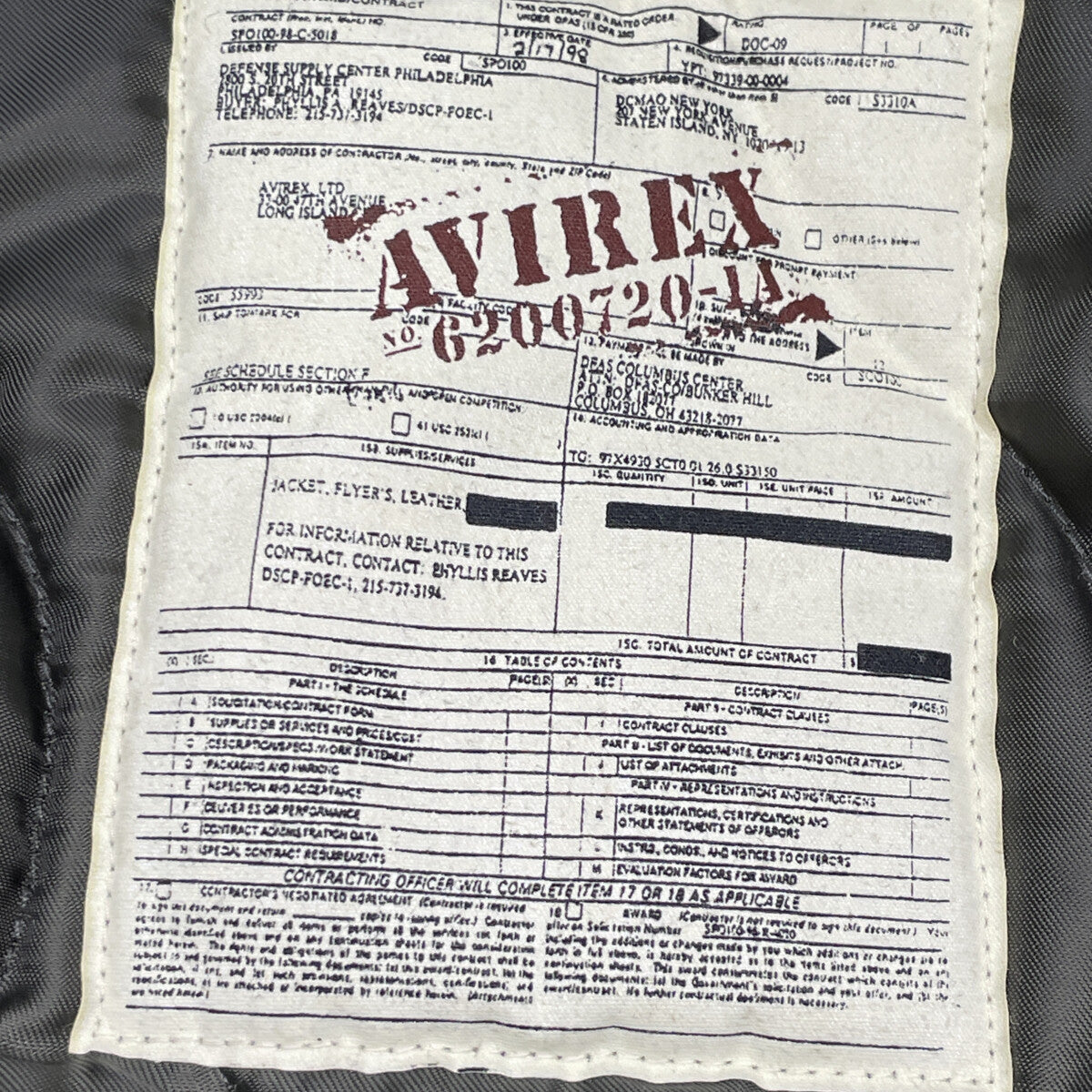 AVIREX アヴィレックス 652201 ﾌﾞﾗｯｸ CWU-45P 精鋭集団 裏ｷﾙﾄ ﾐﾘﾀﾘｰﾌﾗｲﾄｼﾞｬｹｯﾄ ジャケット S