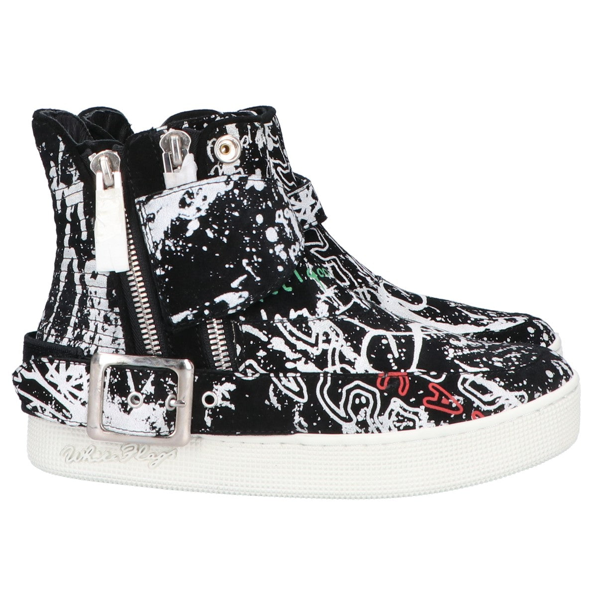 WHITE FLAGS ホワイトフラッグス 【×haculla】 ペイントデザイン ハイカットスニーカー シューズ 24.5