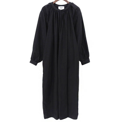 YAECA ヤエカ ロングスリーブ ギャザーワンピース ワンピース レディース コットンリネン ブラック M 98159 ワンピース M