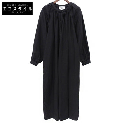 YAECA ヤエカ ロングスリーブ ギャザーワンピース ワンピース レディース コットンリネン ブラック M 98159 ワンピース M