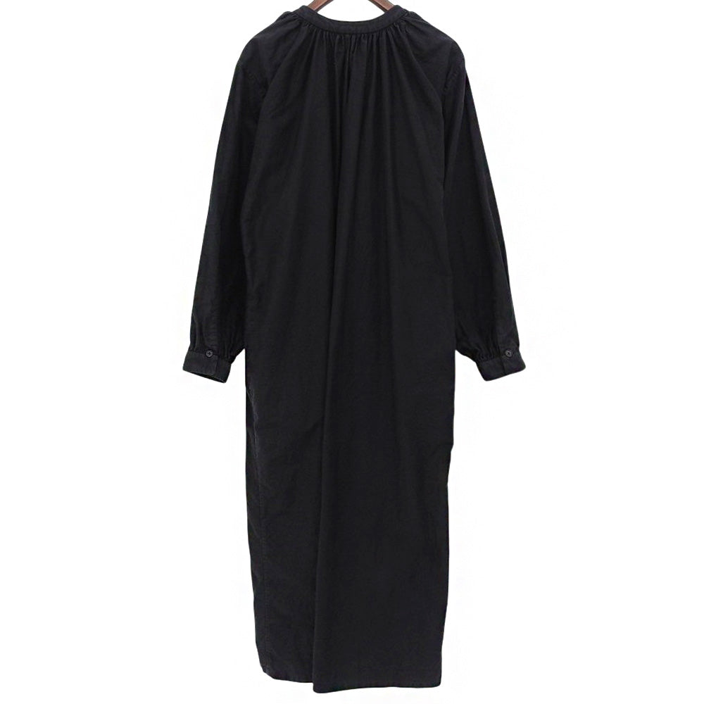 YAECA ヤエカ ロングスリーブ ギャザーワンピース ワンピース レディース コットンリネン ブラック M 98159 ワンピース M