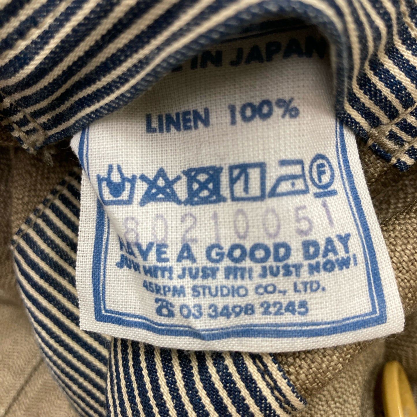 45R フォーティファイブ アール 80210051 ﾍﾞｰｼﾞｭ ﾘﾈﾝﾍﾘﾝﾎﾞｰﾝの908ｵｰｼｬﾝｵｰﾙ オーバーオール オールインワン 2