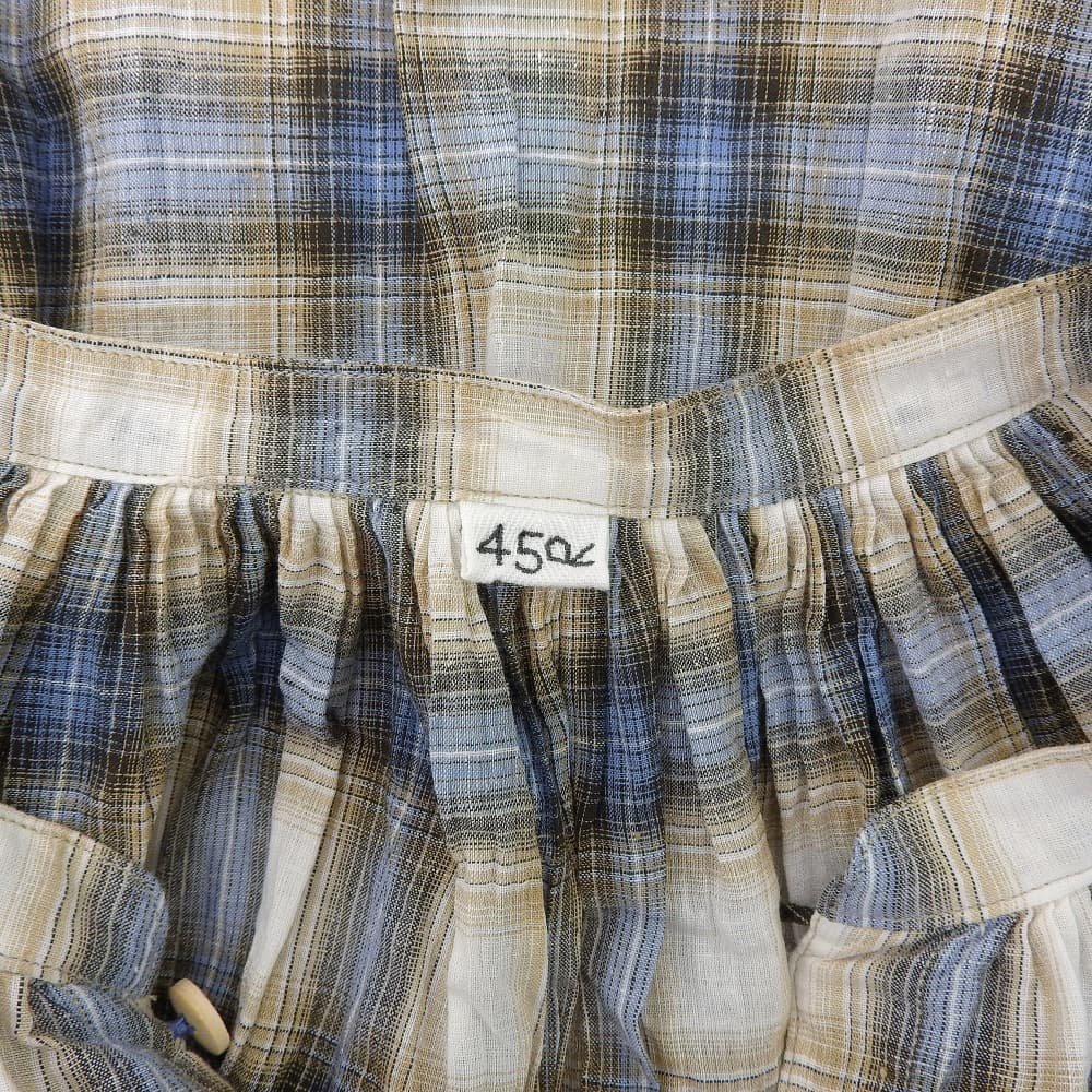 45R フォーティファイブ アール カディチェックのカフタンドレス ワンピース レディース ベージュ ライトブルー 70350111 ワンピース ―