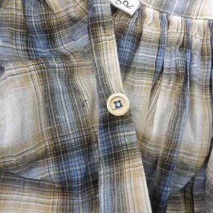 45R フォーティファイブ アール カディチェックのカフタンドレス ワンピース レディース ベージュ ライトブルー 70350111 ワンピース ―