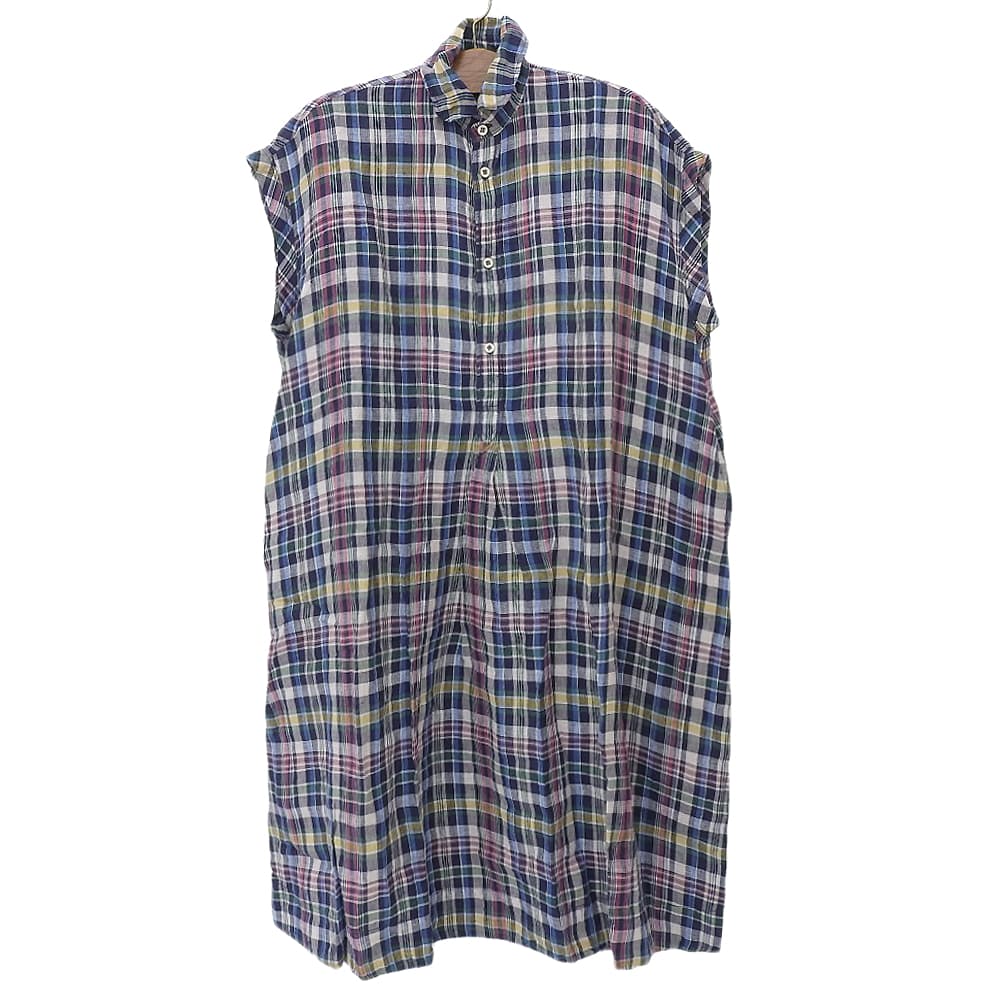 45R フォーティファイブ アール 美品 インドリネンマドラスのフレアMドレス ワンピース レディース マルチカラー 70550272 ワンピース ―