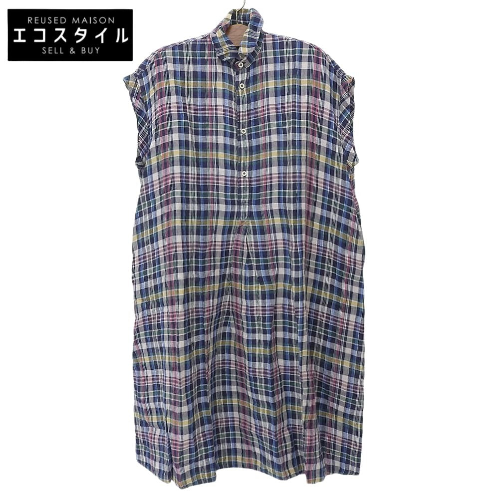 45R フォーティファイブ アール 美品 インドリネンマドラスのフレアMドレス ワンピース レディース マルチカラー 70550272 ワンピース ―