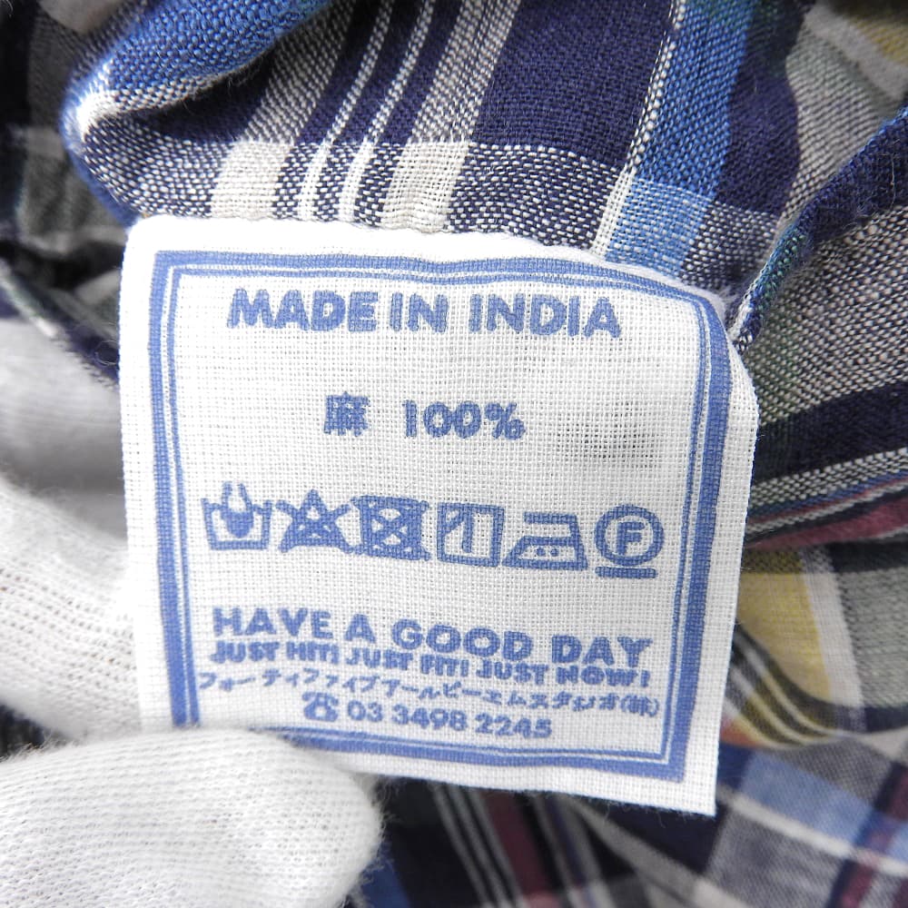 45R フォーティファイブ アール 美品 インドリネンマドラスのフレアMドレス ワンピース レディース マルチカラー 70550272 ワンピース ―