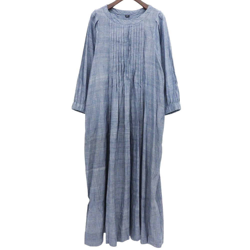45R フォーティファイブ アール カフタンドレス プリーツシャツワンピース コットン レディース ブルー 7035919 ワンピース ―