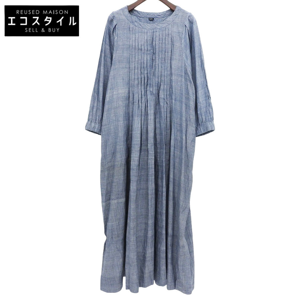 45R フォーティファイブ アール カフタンドレス プリーツシャツワンピース コットン レディース ブルー 7035919 ワンピース ―