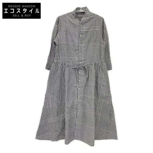 45R フォーティファイブ アール 70450241 ﾌﾞﾗｯｸ×ﾎﾜｲﾄ 春風ｲﾝﾄﾞｶﾃﾞｨの四角ﾄﾞﾚｽ ワンピース 00