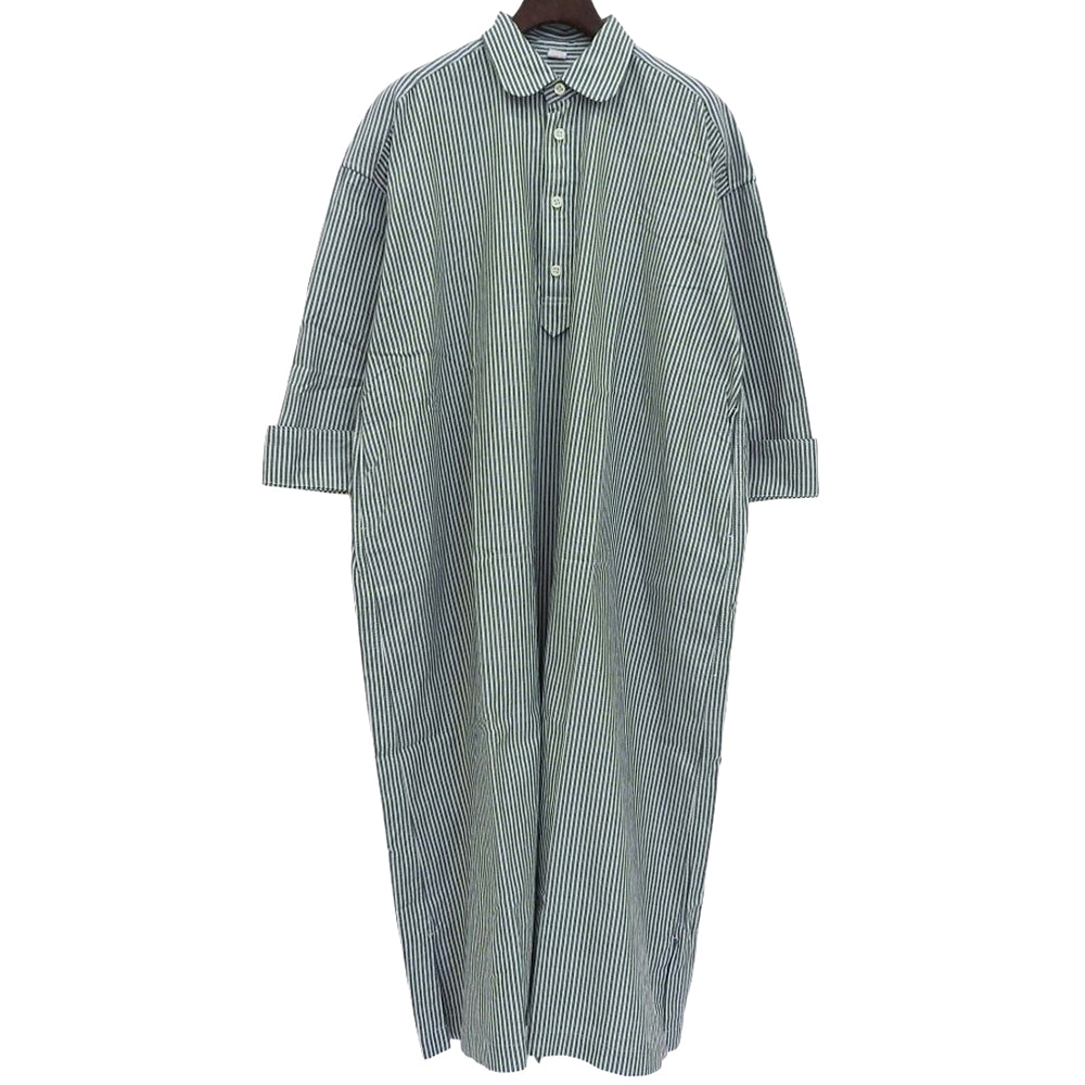 45R フォーティファイブ アール 美品 スーピマオックスのMシャツドレス ワンピース レディース グリーン×ホワイト 00 50350171 ワンピース 00