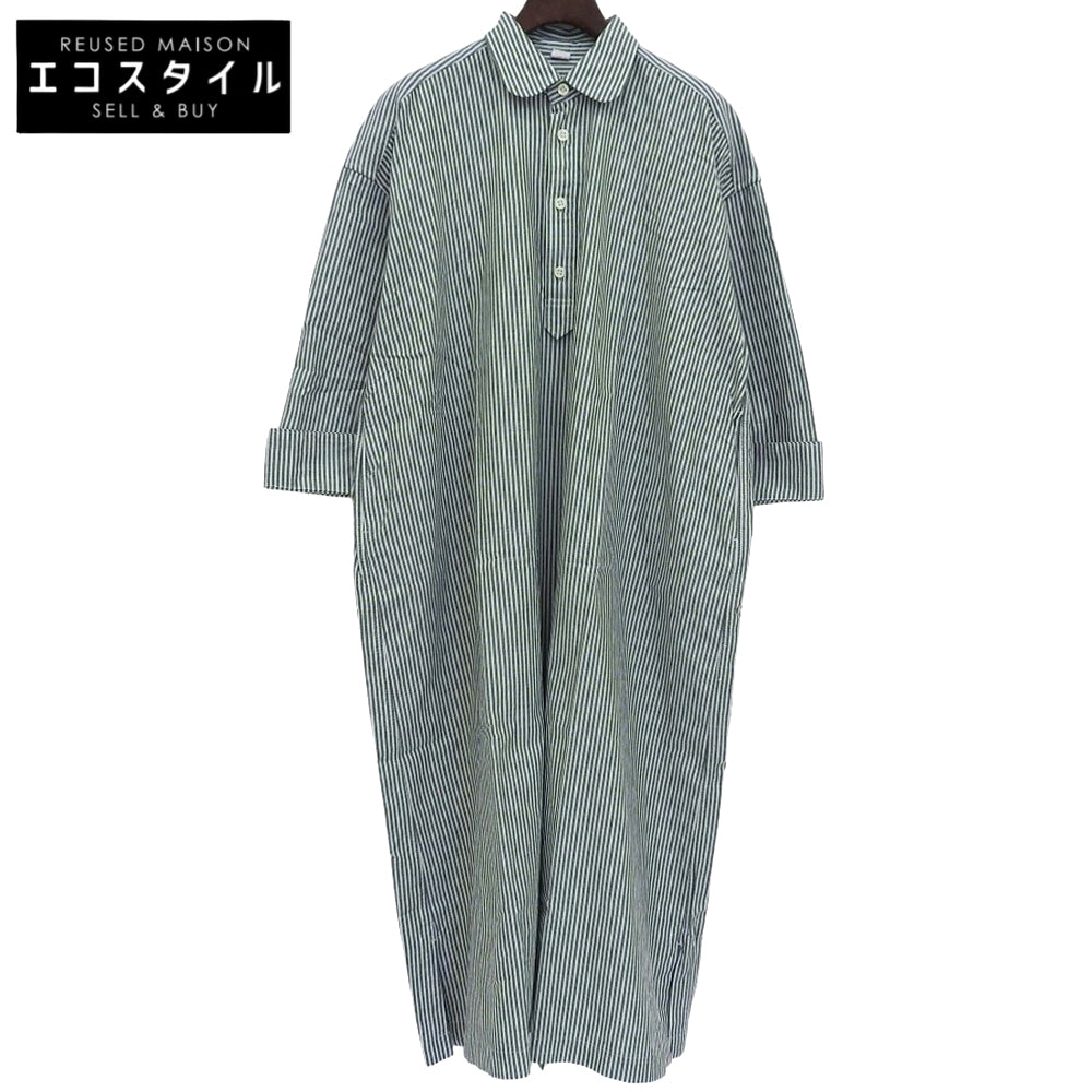 45R フォーティファイブ アール 美品 スーピマオックスのMシャツドレス ワンピース レディース グリーン×ホワイト 00 50350171 ワンピース 00