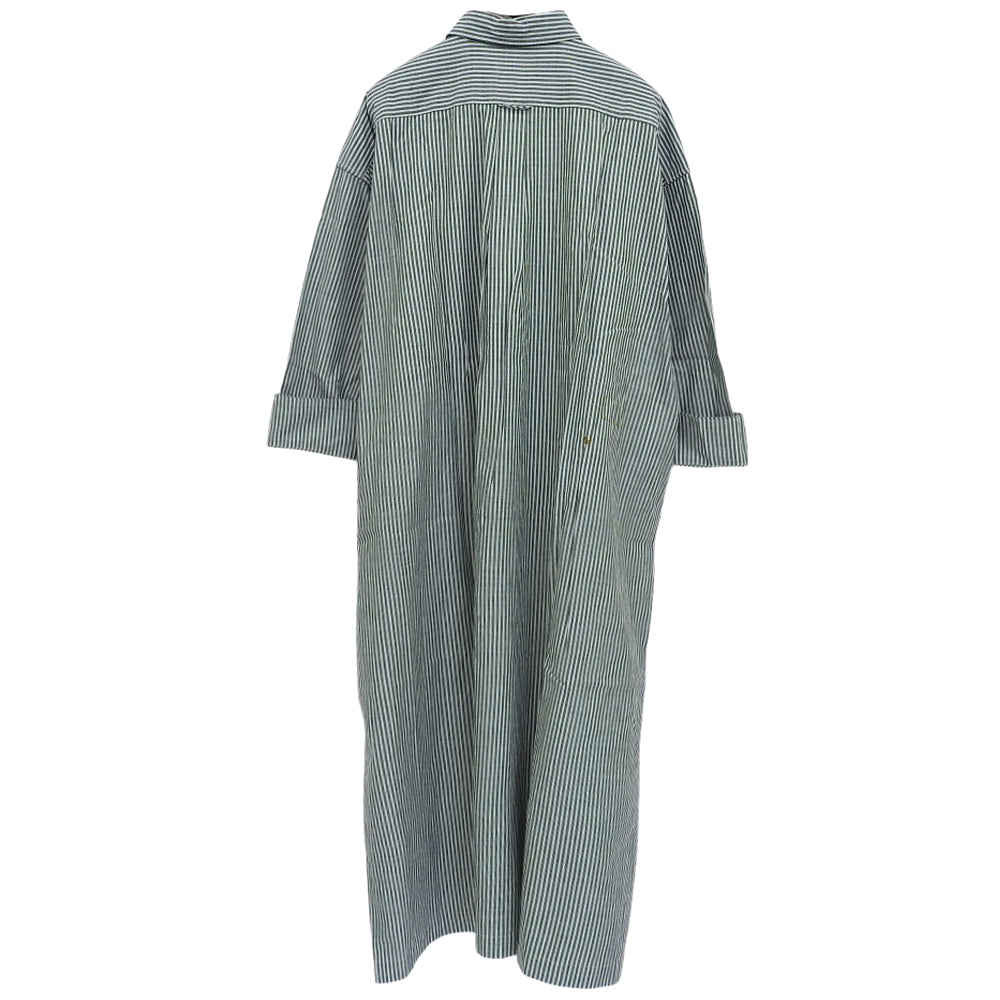 45R フォーティファイブ アール 美品 スーピマオックスのMシャツドレス ワンピース レディース グリーン×ホワイト 00 50350171 ワンピース 00