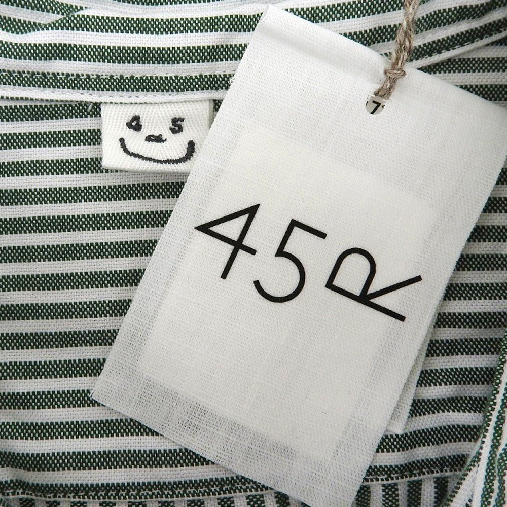 45R フォーティファイブ アール 美品 スーピマオックスのMシャツドレス ワンピース レディース グリーン×ホワイト 00 50350171 ワンピース 00