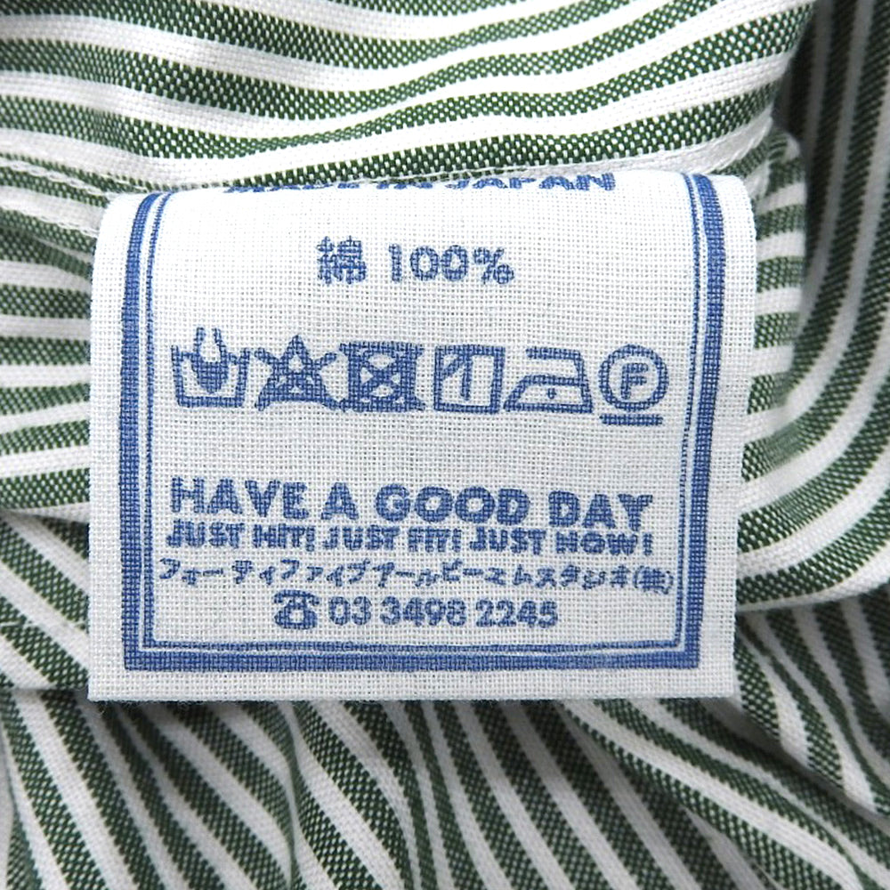 45R フォーティファイブ アール 美品 スーピマオックスのMシャツドレス ワンピース レディース グリーン×ホワイト 00 50350171 ワンピース 00