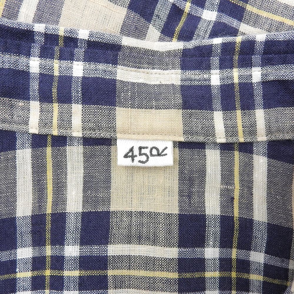 45R フォーティファイブ アール 美品 インドリネン チェックドレス シャツワンピース レディース ベージュ×ブルー 7035069 ワンピース ―