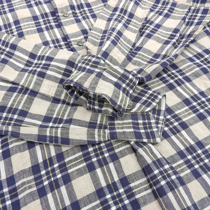 45R フォーティファイブ アール 美品 インドリネン チェックドレス シャツワンピース レディース ベージュ×ブルー 7035069 ワンピース ―