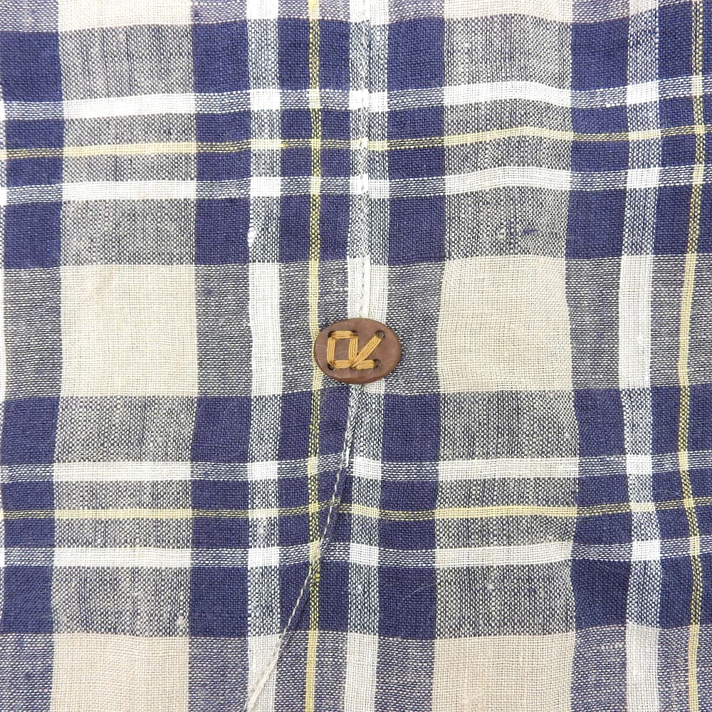 45R フォーティファイブ アール 美品 インドリネン チェックドレス シャツワンピース レディース ベージュ×ブルー 7035069 ワンピース ―