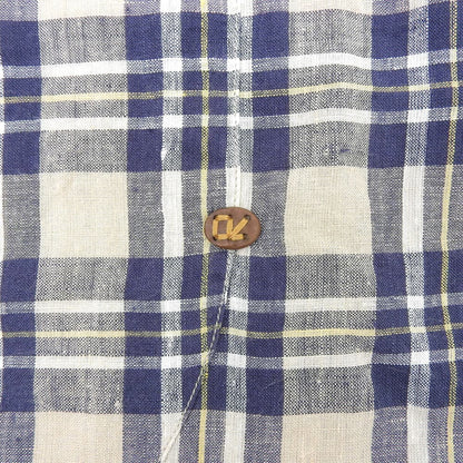 45R フォーティファイブ アール 美品 インドリネン チェックドレス シャツワンピース レディース ベージュ×ブルー 7035069 ワンピース ―