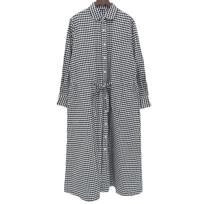 45R フォーティファイブ アール 美品 薄オックスギンガムのシャツドレス ワンピース レディース ブラック ホワイト 70350501 ワンピース ―