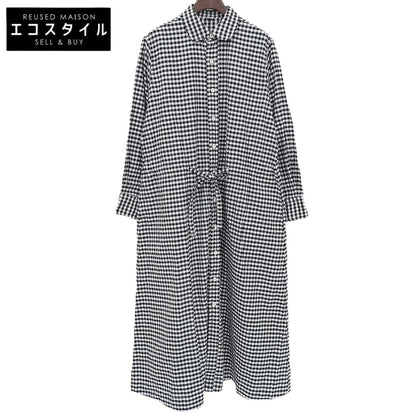 45R フォーティファイブ アール 美品 薄オックスギンガムのシャツドレス ワンピース レディース ブラック ホワイト 70350501 ワンピース ―