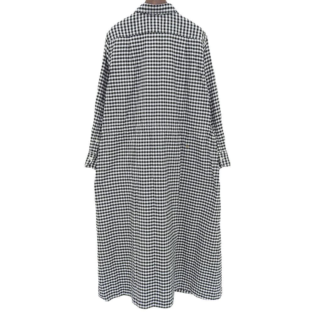 45R フォーティファイブ アール 美品 薄オックスギンガムのシャツドレス ワンピース レディース ブラック ホワイト 70350501 ワンピース ―