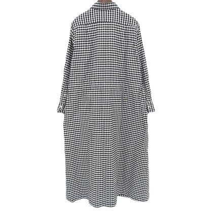 45R フォーティファイブ アール 美品 薄オックスギンガムのシャツドレス ワンピース レディース ブラック ホワイト 70350501 ワンピース ―