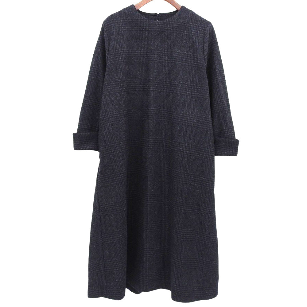45R フォーティファイブ アール 美品 ウールツイードストレッチドレス ワンピース レディース ネイビー 3 5105030 ワンピース 36