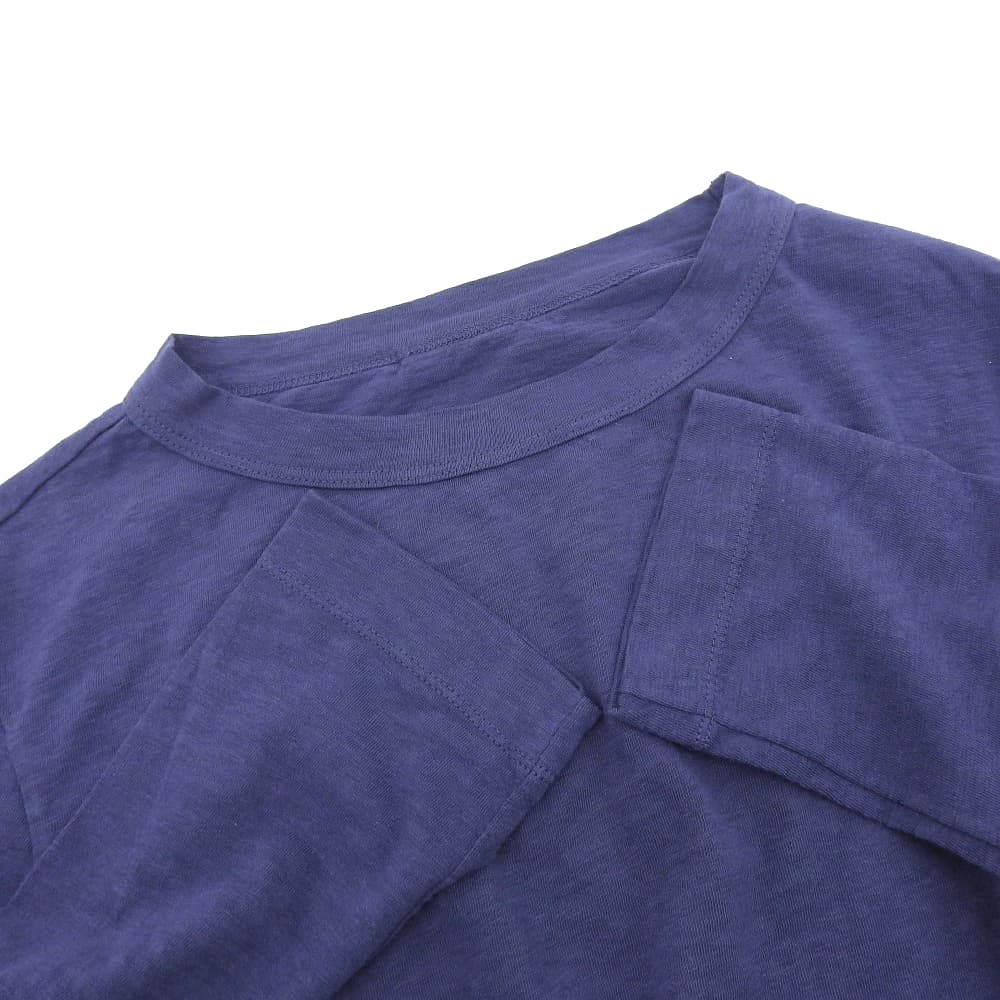 45R フォーティファイブ アール 美品 コットン カフタンドレス ロングスリーブワンピース レディース ネイビー ワンピース ―