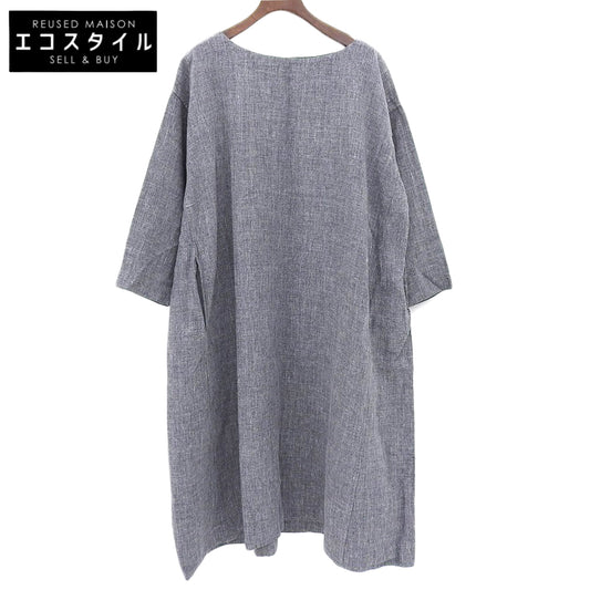 45R フォーティファイブ アール 美品 MOTTAINAI リネンのドレス ワンピース レディース グレー 0 5075915 ワンピース 0