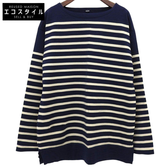 45R フォーティファイブ アール 美品 USモーニットソーの908バスクTシャツ トップス レディース ブルー×ベージュ 50980173 トップス ―