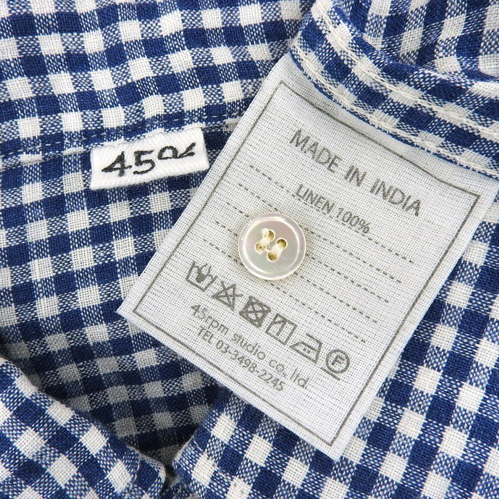 45R フォーティファイブ アール 5043071 チェック インドリネン平の908オーシャンシャツ トップス 3